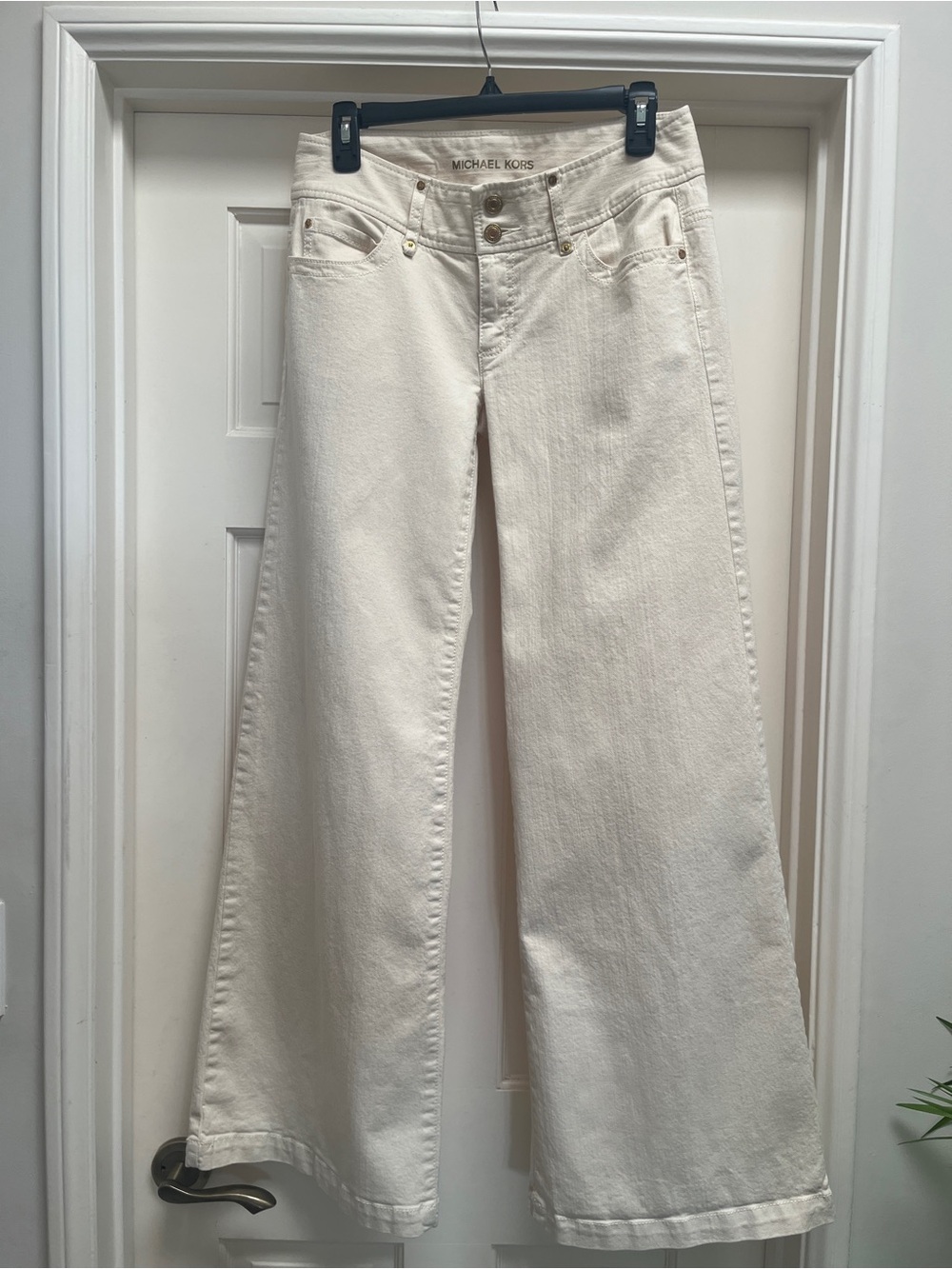 Michael Kors Cream Wide-Leg Jeans